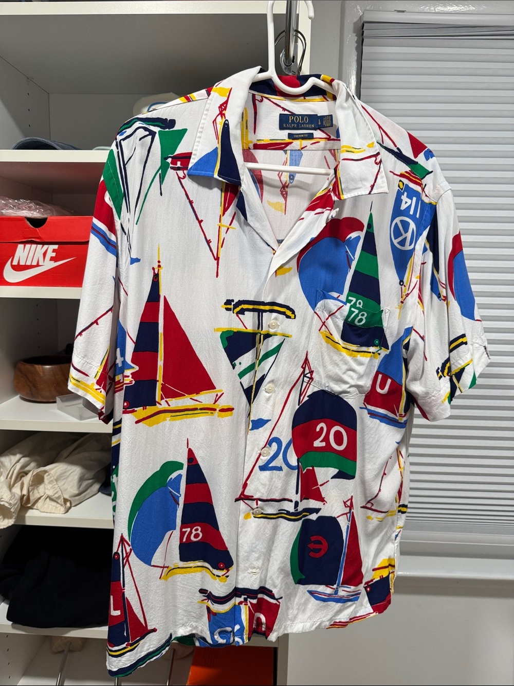 Polo by Ralph Lauren White Multicolor Sailboat Camp Shirt